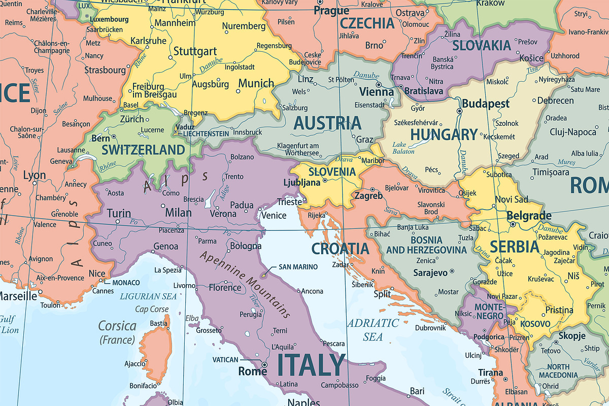 Europe - travel political map, a Graphic by PorcuPen Works (Photo 4 of 7)