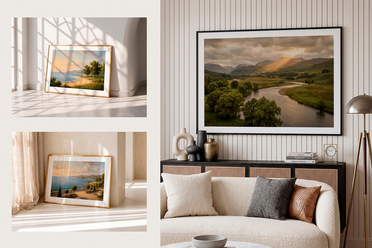Vintage Oil Painting Landscapes, a Background Graphic by OliaMuseDesign (Photo 5 of 6)