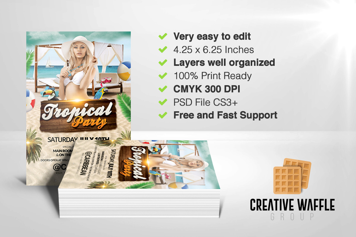 Tropical Party Flyer Template, a Flyer Template by Creative Waffle (Photo 4 of 5)
