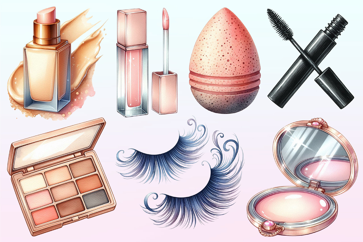 Watercolor Makeup Clipart, a Graphic by CitraGraphics (Photo 3 of 4)