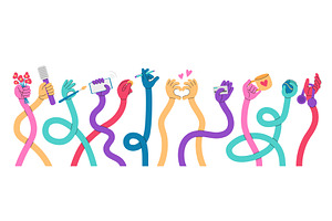 Flexible stretched hands. Long hand, an Illustration by Valerie Bodnar