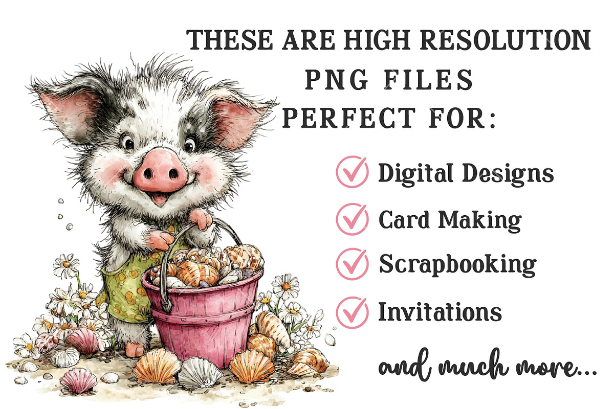 Whimsical Summer Pig Clipart Bundle, a Seasonal Illustration by OK Design (Photo 6 of 6)