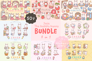 Cute Bunny Clipart PNG Bundle, an Animal Illustration by Blumensdiary