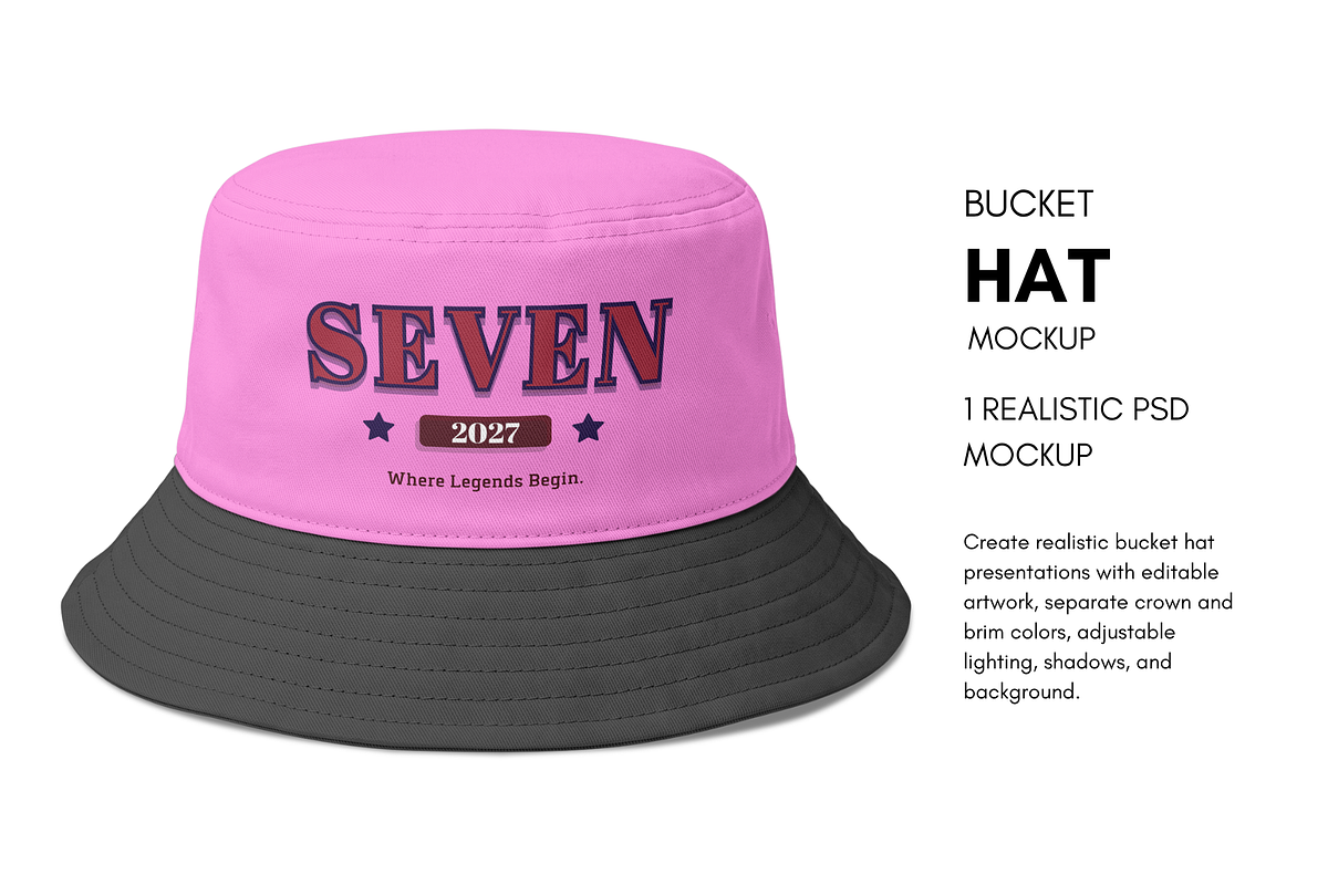 Editable Bucket Hat Mockup, a Hat Mockup by Pixel Foundry (Photo 1 of 3)