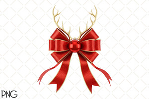 Christmas Reindeer Coquette Bow Png, an Illustration by Black Bird Studio