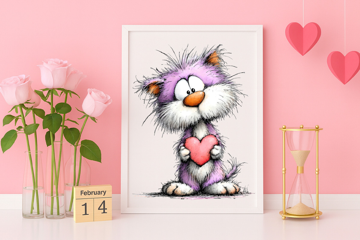 Watercolor Valentine Cat and Dog PNG, an Illustration by Canvas Craft (Photo 5 of 6)