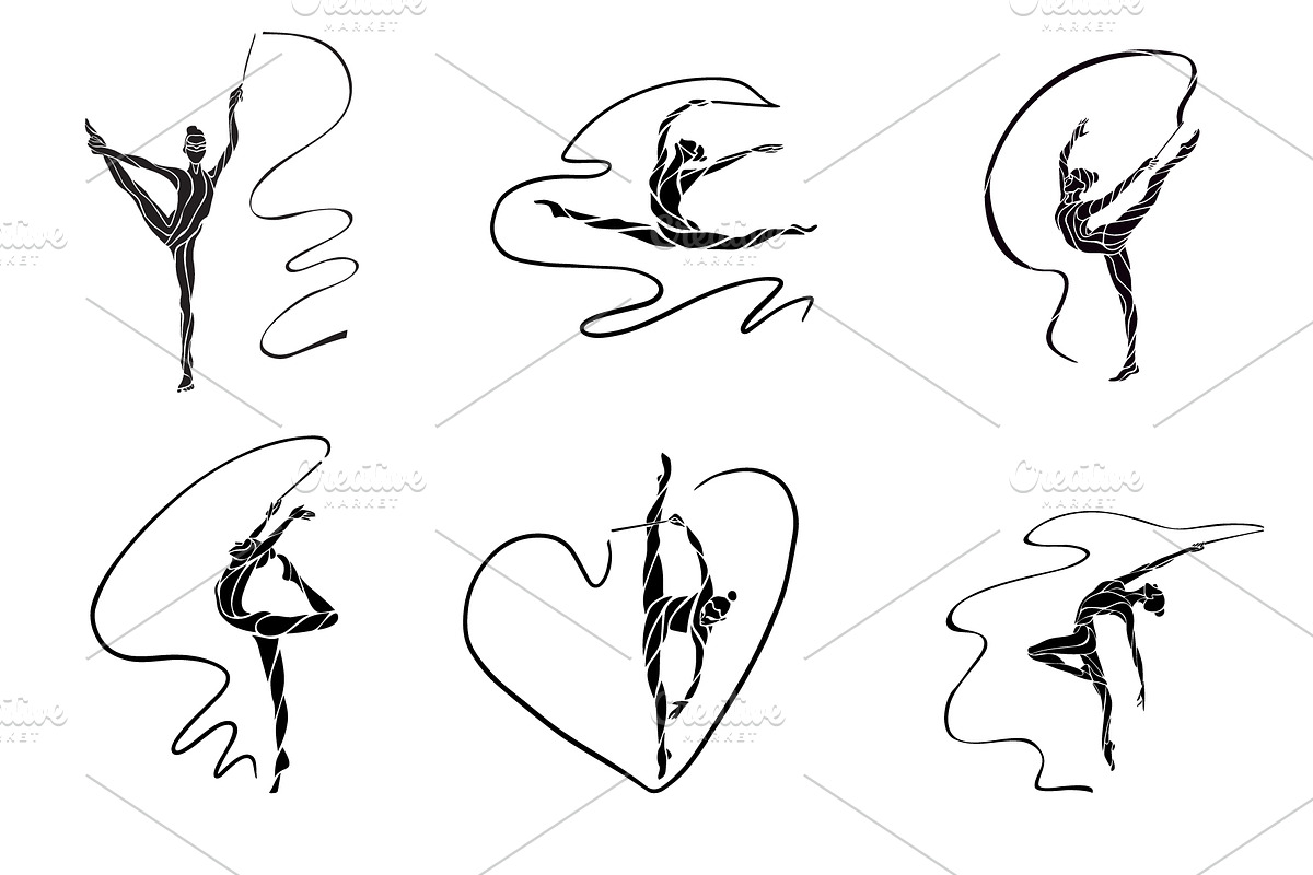 Rhythmic Gymnastics Ribbon Bundle, a Sport Illustration by Kluva's Wavy Silhouettes (Photo 2 of 3)