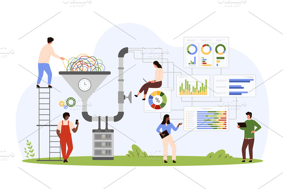 Big digital data analysis, a Technology Illustration by Flashvector