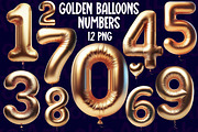 Golden Balloons Numbers Clipart, a Decorative Illustration by LekoArt (Thumbnail 1 of 10)