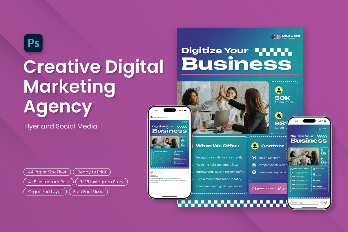 Digital Marketing Agency Flyer Set, a Flyer Template by Antstheme (Photo 1 of 3)