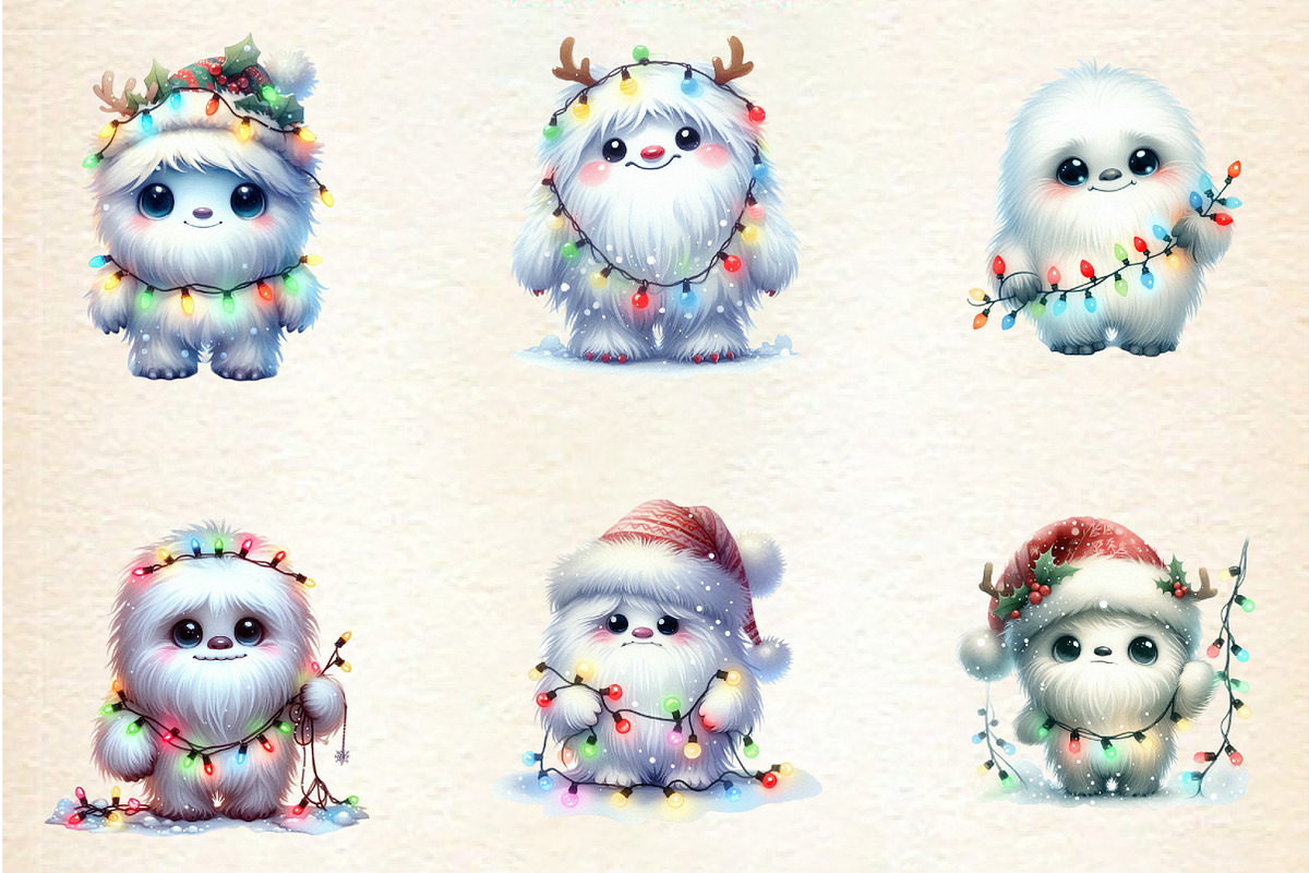 Christmas Cute Yeti Clipart, an Illustration by DreamArtGraphic (Photo 4 of 6)