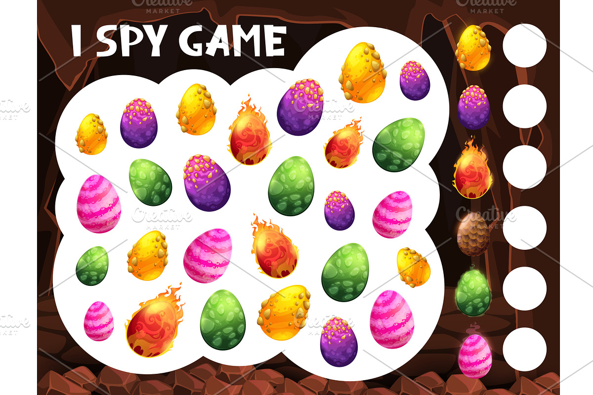 Cartoon dinosaur eggs in cave, an Education Illustration by Vector Tradition (Photo 1 of 3)