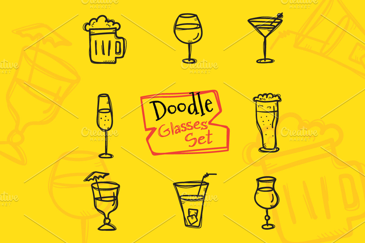 8 Doodle Icons. Drinks, an Outline Icon by Trapezoid