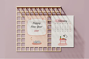 2021 Wall Calendar Cute Illustration, a Templates & Theme by Kalstud (Thumbnail 2 of 8)
