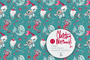 Christmas Mermaids Seamless Patterns, a Pattern Graphic by KaramfilaS (Thumbnail 9 of 19)