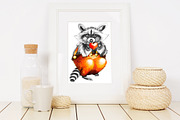 Raccoon with heart, an Animal Illustration by Allween (Thumbnail 2 of 4)