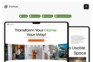 FixFirst - Home Renovation Website, an UI Kit Template by MUIs