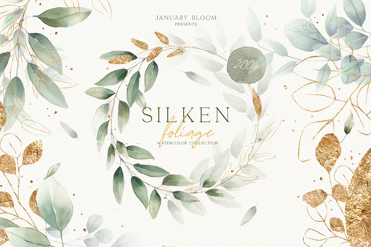 watercolour luxury foliage gold leaf, a Texture Illustration by January Bloom (Photo 1 of 14)