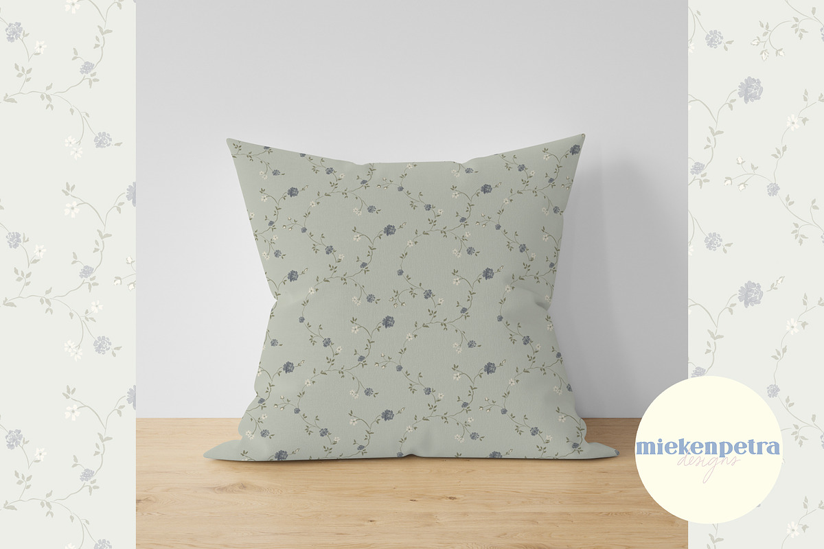 Trailing Watercolor Floral Teal, a Pattern Graphic by Mieken Petra Designs (Photo 2 of 4)