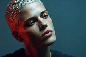 Creative woman portrait showcasing unique hairstyle and expressive features, a Person Photo by OSORIOartist