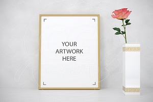 Styled stock golden frame mockup, a Print Template by CGmockup