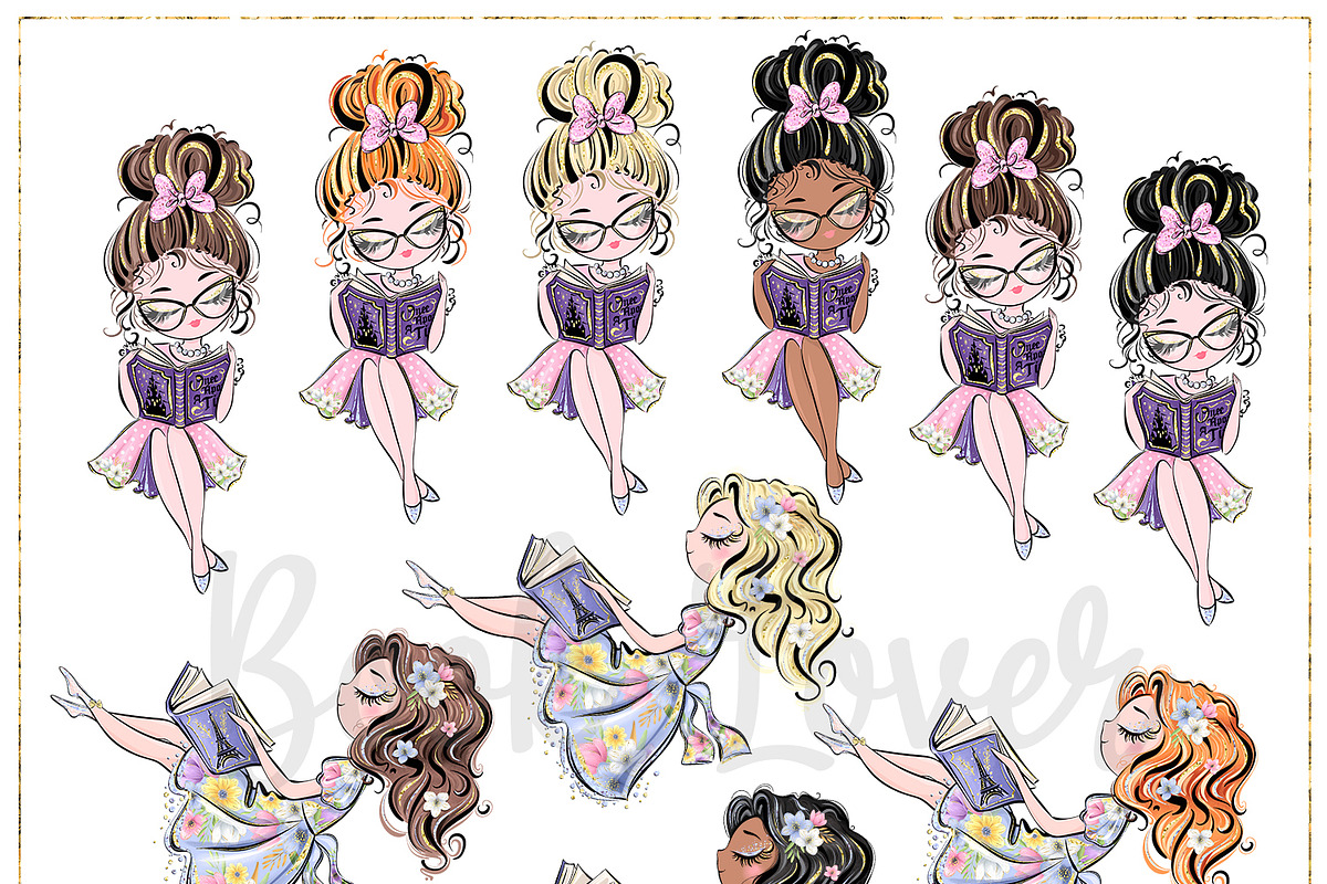 Book Lover Hand Drawn Clipart, a Decorative Illustration by Masha  Studio (Photo 2 of 8)
