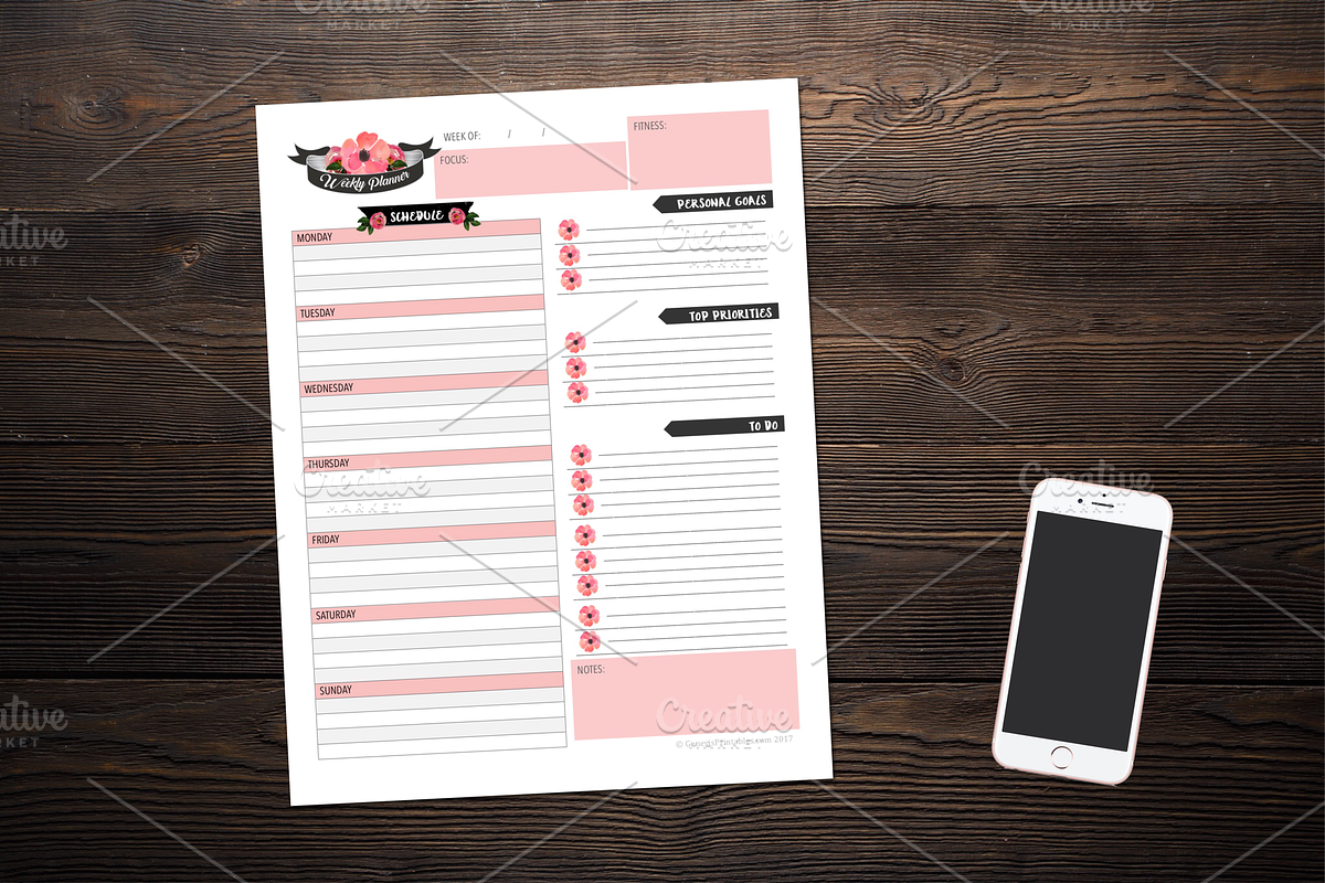 Weekly Planner - Chalkboard Print, a Stationery Template by Genesis Printables