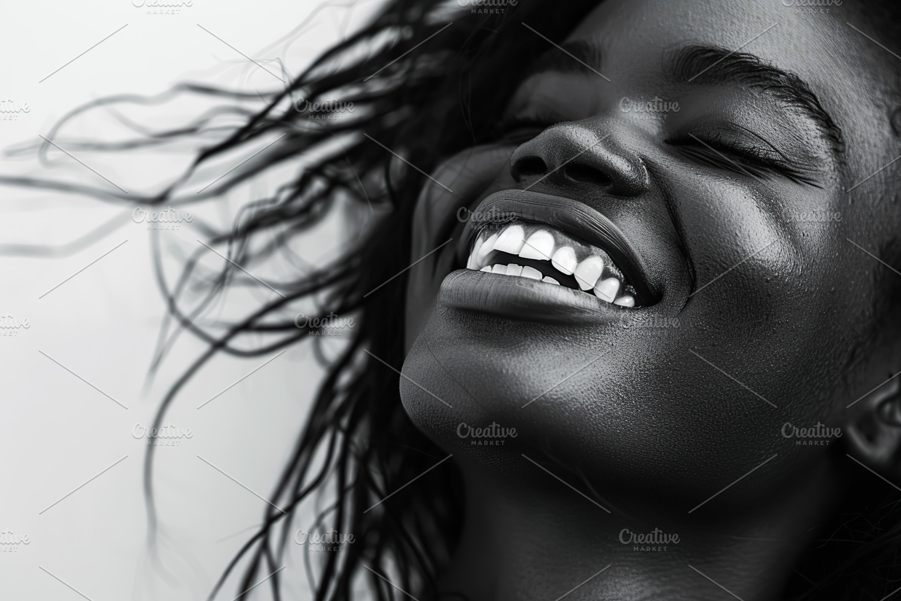 Black and white photo of african american woman with clean healthy skin, a Photo by AlyaAnd
