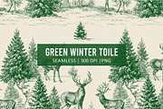 GREEN WINTER TOILE Seamless Pattern, a Pattern Graphic by AYAKA Studio Co. (Thumbnail 1 of 7)