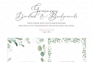 Watercolor Greenery Clipart Bundle