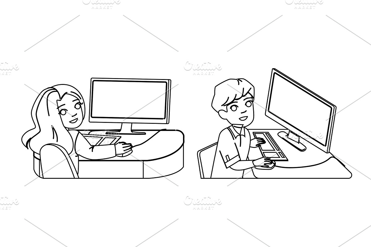 technology school computer lab kid, a Person Illustration by pikepicture