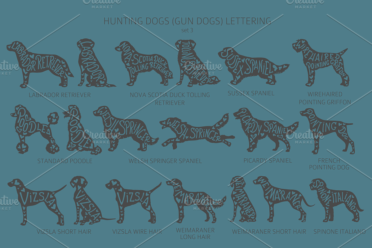 Gun Dogs (Hunting Dogs) Silhouettes, an Animal Illustration by pet design shop (Photo 9 of 13)