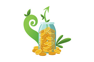 Investing bottle money, icon, a Finance Illustration by Things for designers