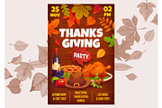 Thanksgiving Day party flyer, a Seasonal Illustration by Vector Tradition (Thumbnail 3 of 3)