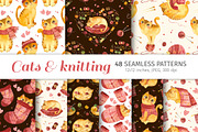 Cute cats, Knitwear seamless pattern, a Pattern Graphic by Valin Malin (Thumbnail 1 of 14)
