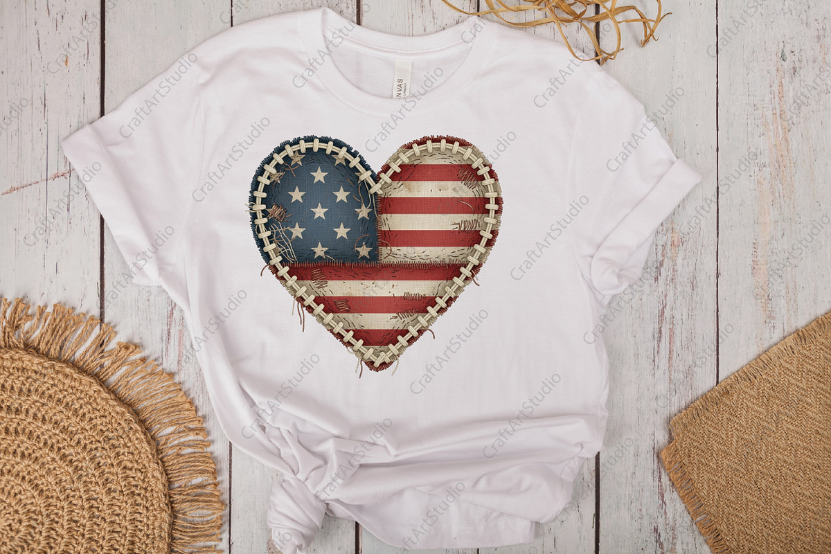 USA Patchwork American Heart Png, an Illustration by CraftArtStudio (Photo 3 of 4)