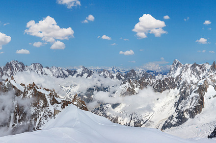 Mont Blanc mountain massif view from Aiguille du Midi Mount, a Nature Photo by YuriyB