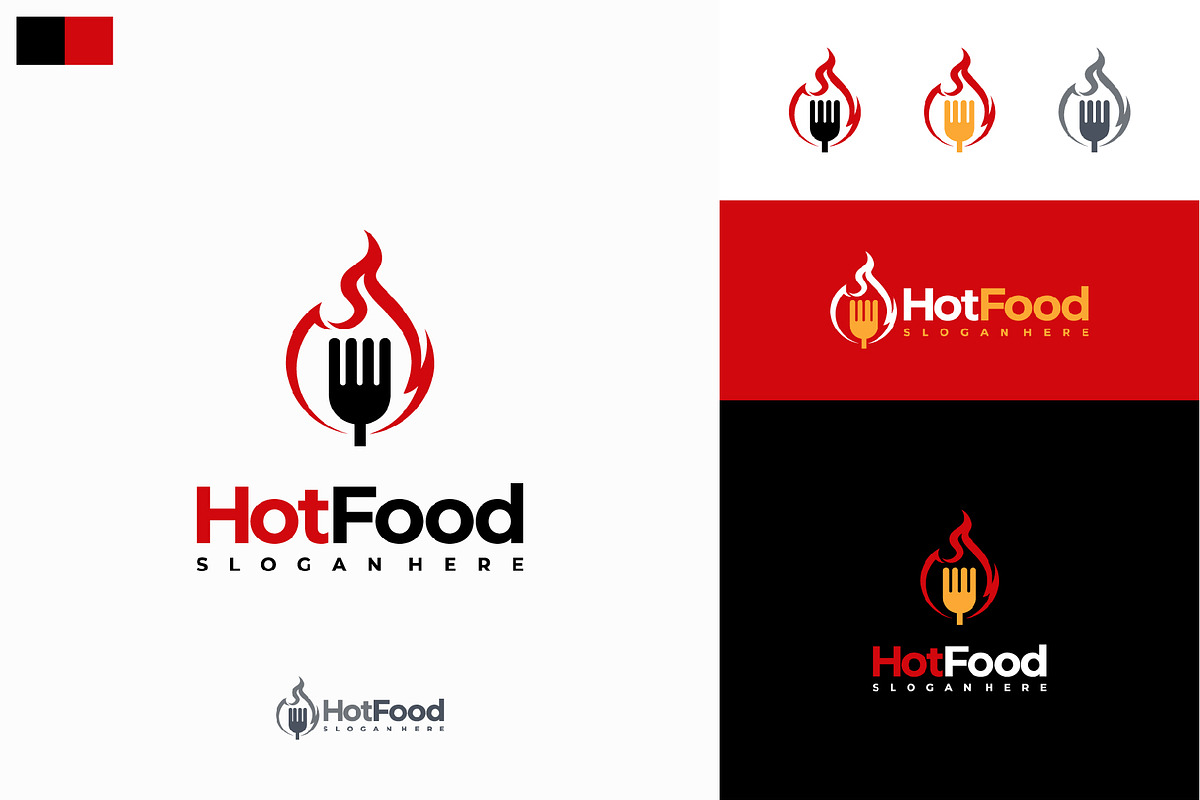Set of Hot Food Logo designs concept, a Branding & Logo Template by Lucky Creative (Photo 3 of 5)