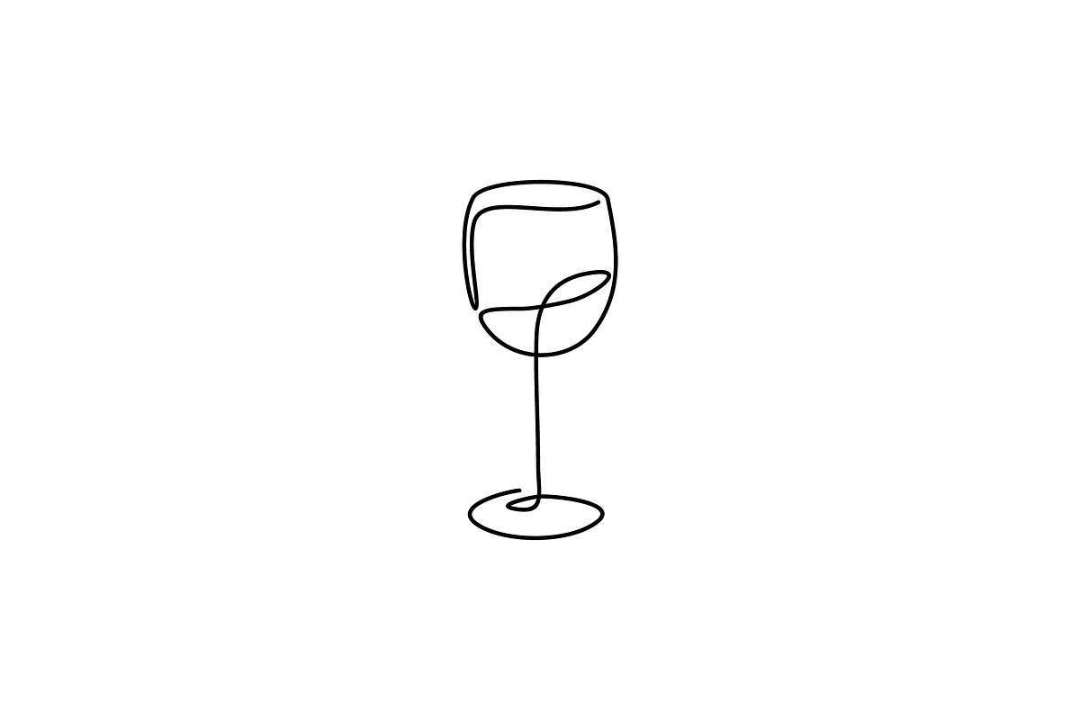 one line drawing wine glass, a Branding & Logo Template by tmts