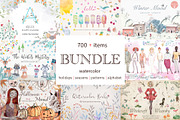 Watercolor Bundle + Font, a Seasonal Illustration by Flo Sacred Art (Thumbnail 1 of 25)