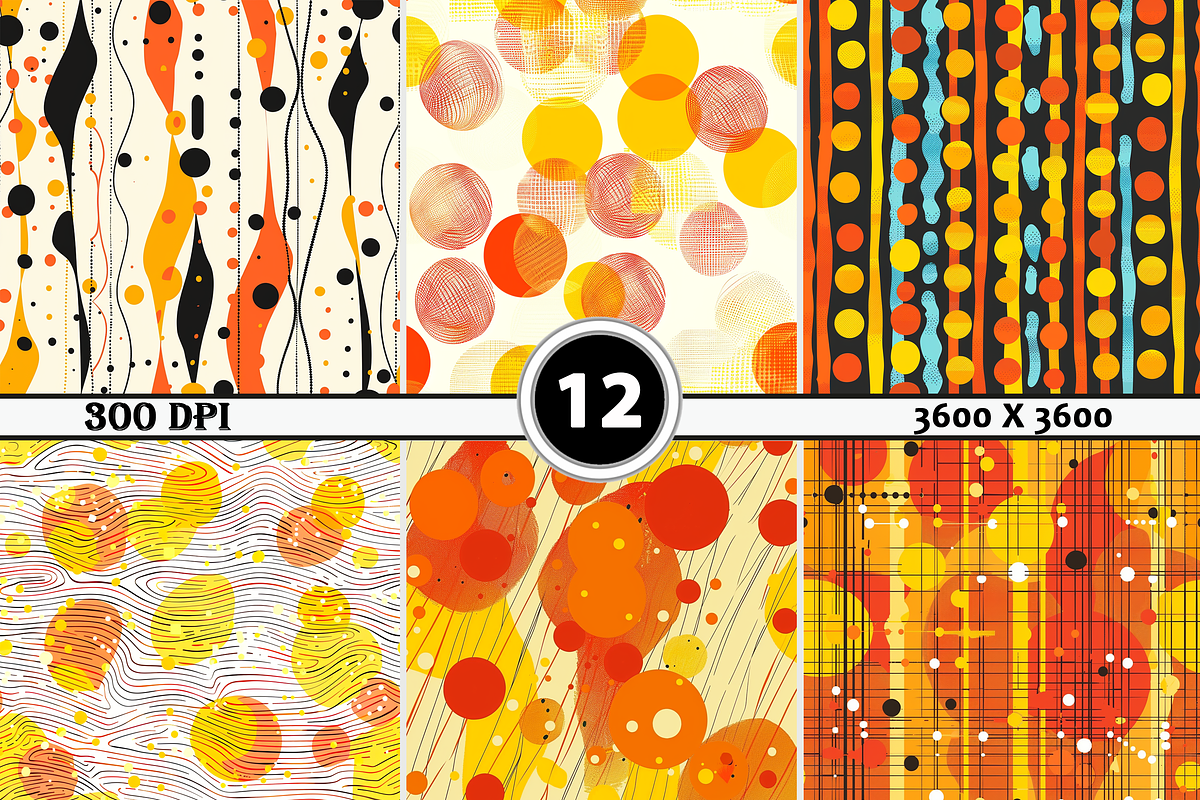 Orange & Yellow Dot Lines, a Pattern Graphic by Printable Treasure (Photo 2 of 4)