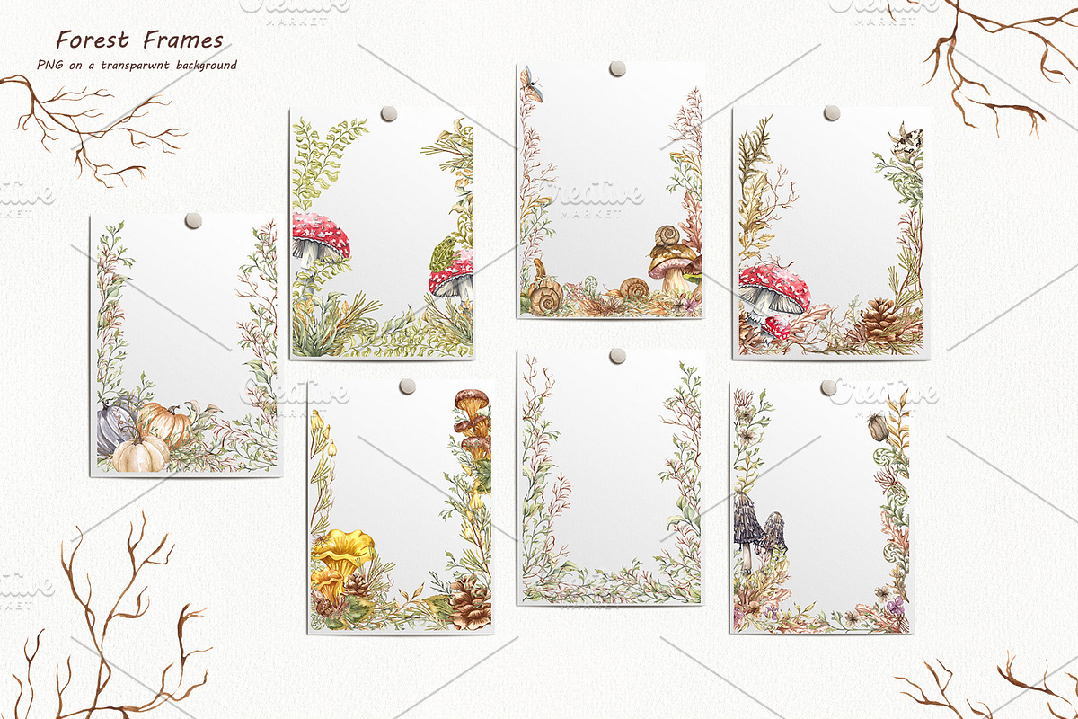 Watercolor Botanical Forest Set, an Animal Illustration by BarvArt (Photo 10 of 20)