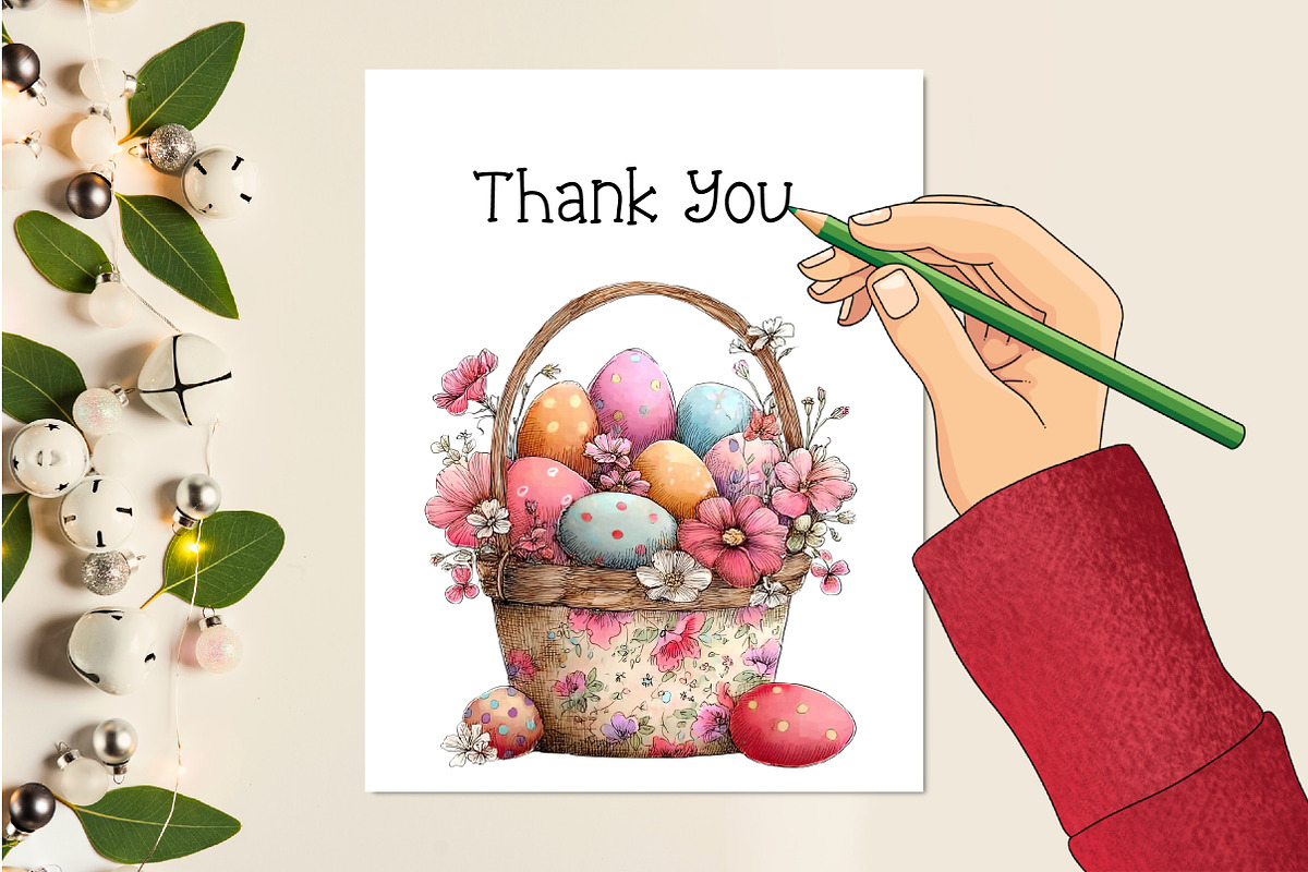 Whimsical Easter Basket Clipart, an Illustration by Creative Art (Photo 8 of 8)
