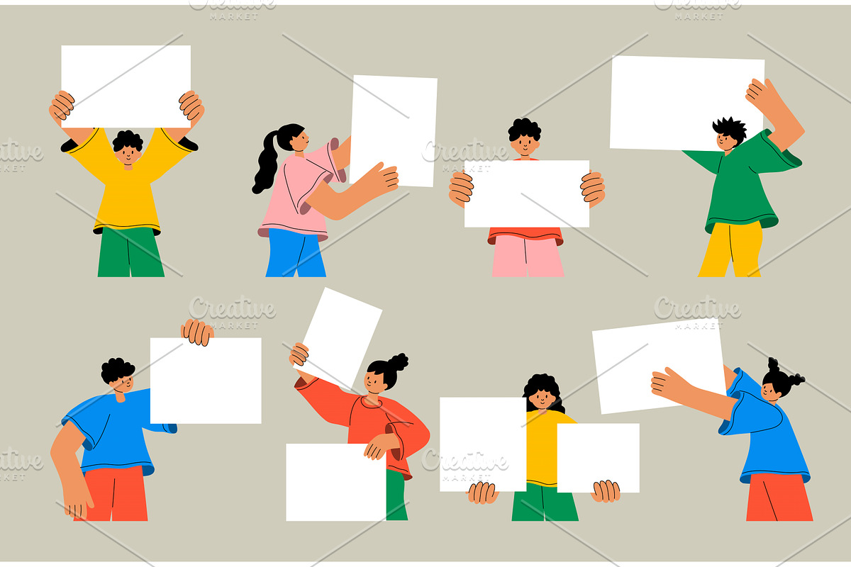 Holding banners. Stylized characters, a Person Illustration by Onyx