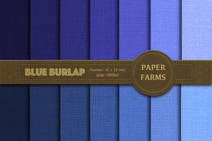 Blue Burlap Digital Paper Pack