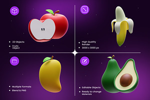 Fresh Fruits 3D Icons