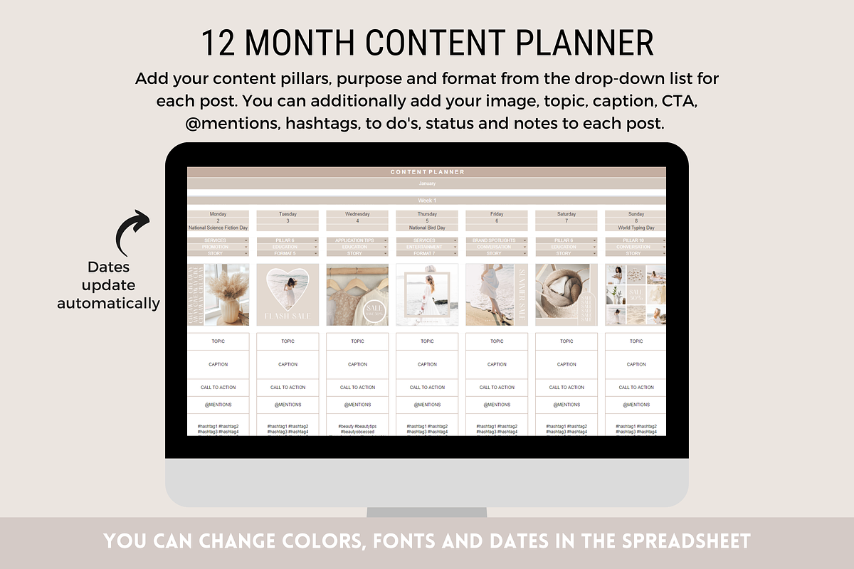 Social Media Planner Google Sheets, a Social Media Template by SunshineStudioBoutique (Photo 8 of 9)