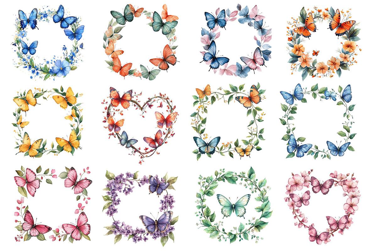 Floral Butterfly Border Clipart, an Illustration by Dream Creation (Photo 4 of 5)