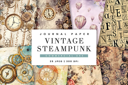 Steampunk Decorative Paper Pack, a Background Graphic by BusyDaydesign