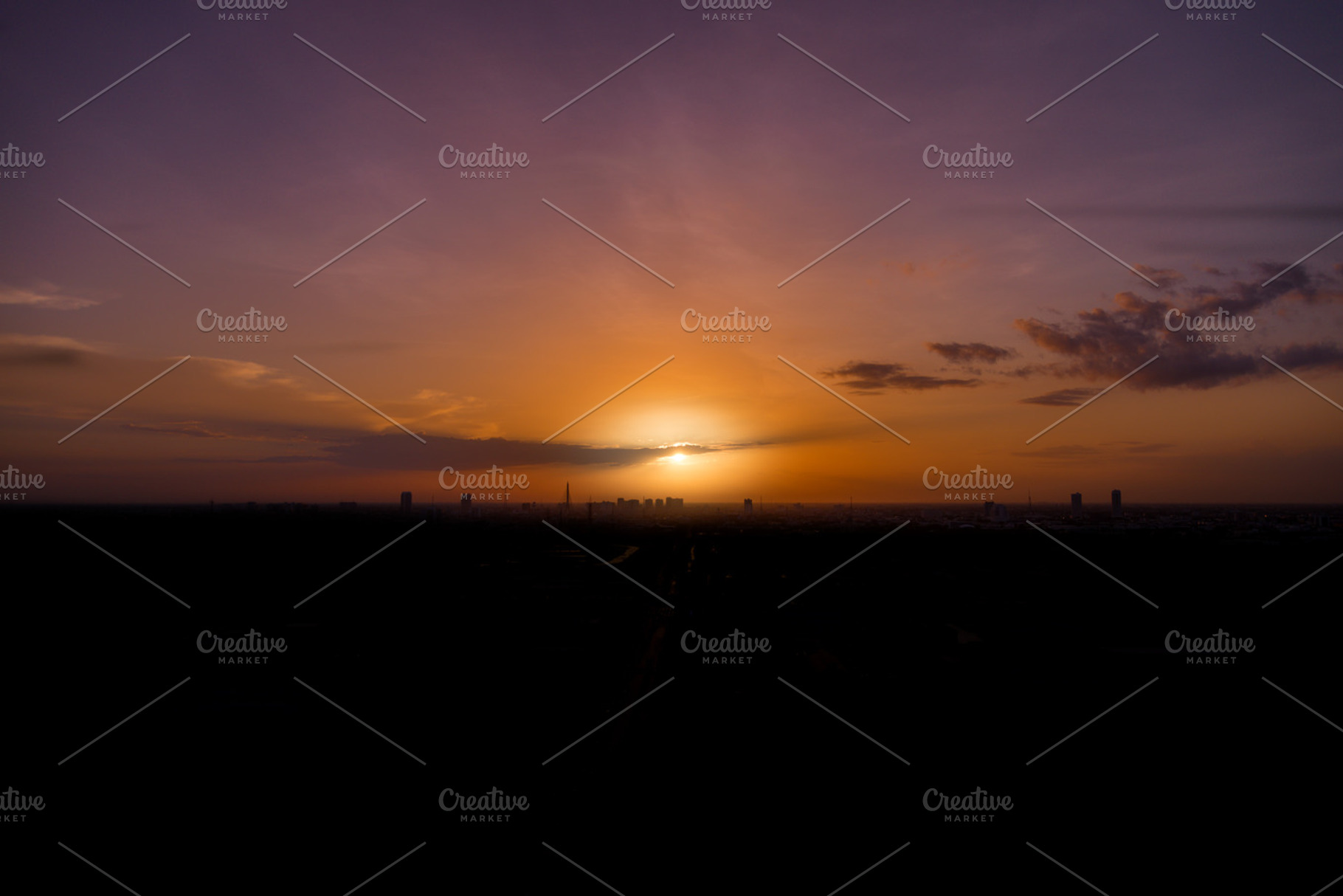 Purple Orange Sunset Sky, a Nature Photo by PeoGeo Studio